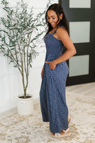 One Eleven North Live Your Best Life Floral Jumpsuit in Blue Floral Womens