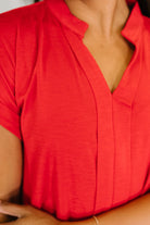 Dear Scarlett Lizzy Bloom Split Neck Blouse in Red Womens