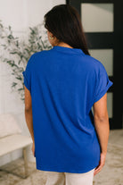 Dear Scarlett Lizzy Bloom Split Neck Blouse in Royal Blue Womens