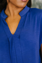 Dear Scarlett Lizzy Bloom Split Neck Blouse in Royal Blue Womens