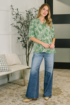 Dear Scarlett Lizzy Breeze Top in Green Paisley Womens