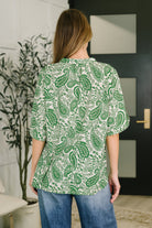 Dear Scarlett Lizzy Breeze Top in Green Paisley Womens