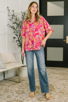 Dear Scarlett Lizzy Breeze Top in Hot Pink Paisley Womens