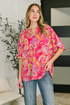 Dear Scarlett Lizzy Breeze Top in Hot Pink Paisley Womens