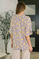 Dear Scarlett Lizzy Breeze Top in Purple and Yellow Floral Womens