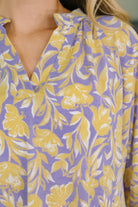Dear Scarlett Lizzy Breeze Top in Purple and Yellow Floral Womens