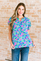 Dear Scarlett Lizzy Cap Sleeve Top in Mint and Lavender Floral Ave Shops