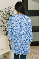 Lizzy Cardigan in Blue and White Floral Womens