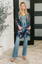 Dear Scarlett Lizzy Cardigan in Hunter Green Floral Paisley Womens