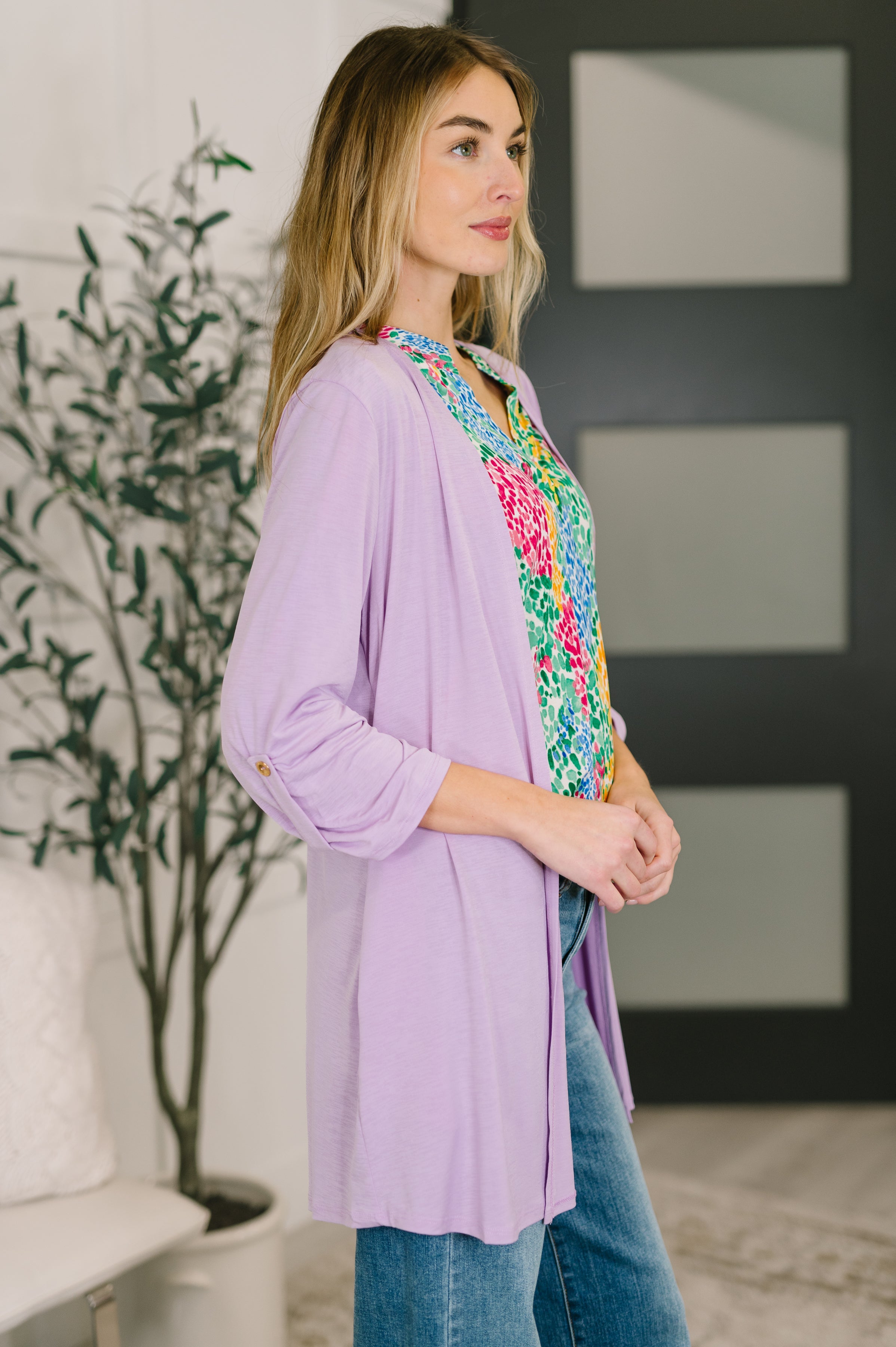 Dear Scarlett Lizzy Cardigan in Orchid Bloom Womens
