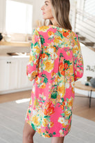 Dear Scarlett Lizzy Dress in Hot Pink and Yellow Floral Ave Shops