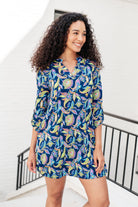 Dear Scarlett Lizzy Dress in Navy and Bright Paisley Floral Ave Shops