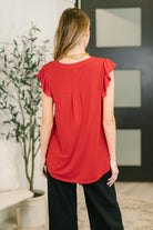 Lizzy Flutter Sleeve V-Neck Blouse in Red Womens