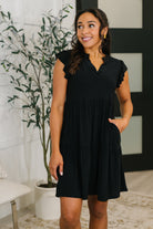 Dear Scarlett Lizzy Forever Flutter Sleeve Dress in Black Womens