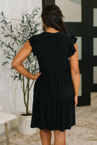 Dear Scarlett Lizzy Forever Flutter Sleeve Dress in Black Womens