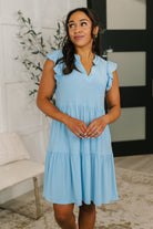 Dear Scarlett Lizzy Forever Flutter Sleeve Dress in Blue Crush Womens