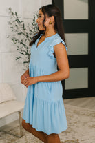 Dear Scarlett Lizzy Forever Flutter Sleeve Dress in Blue Crush Womens