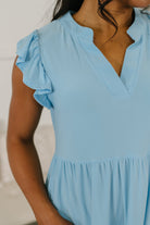 Dear Scarlett Lizzy Forever Flutter Sleeve Dress in Blue Crush Womens