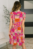 Lizzy Flutter Sleeve Dress in Patchwork Floral Womens