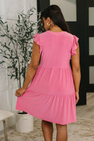 Dear Scarlett Lizzy Forever Flutter Sleeve Dress in Pink Glow Womens