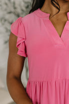 Dear Scarlett Lizzy Forever Flutter Sleeve Dress in Pink Glow Womens
