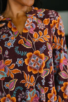 Dear Scarlett Lizzy Long Sleeve Dress in Chocolate Floral Womens