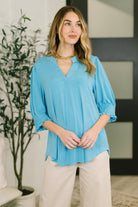 Dear Scarlett Lizzy Smock Top in Coastal Blue Womens