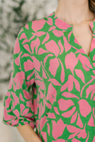 Dear Scarlett Lizzy Sunday Dress in Emerald Abstract Floral Womens