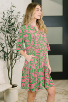 Dear Scarlett Lizzy Sunday Dress in Emerald Abstract Floral Womens
