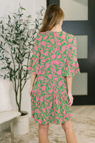 Dear Scarlett Lizzy Sunday Dress in Emerald Abstract Floral Womens