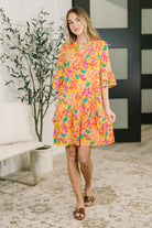 Dear Scarlett Lizzy Sunday Dress in Leaf Multi Floral Womens