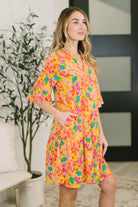 Dear Scarlett Lizzy Sunday Dress in Leaf Multi Floral Womens