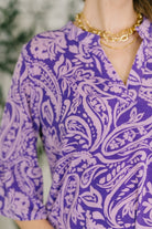 Dear Scarlett Lizzy Sunday Dress in Purple Paisley Womens
