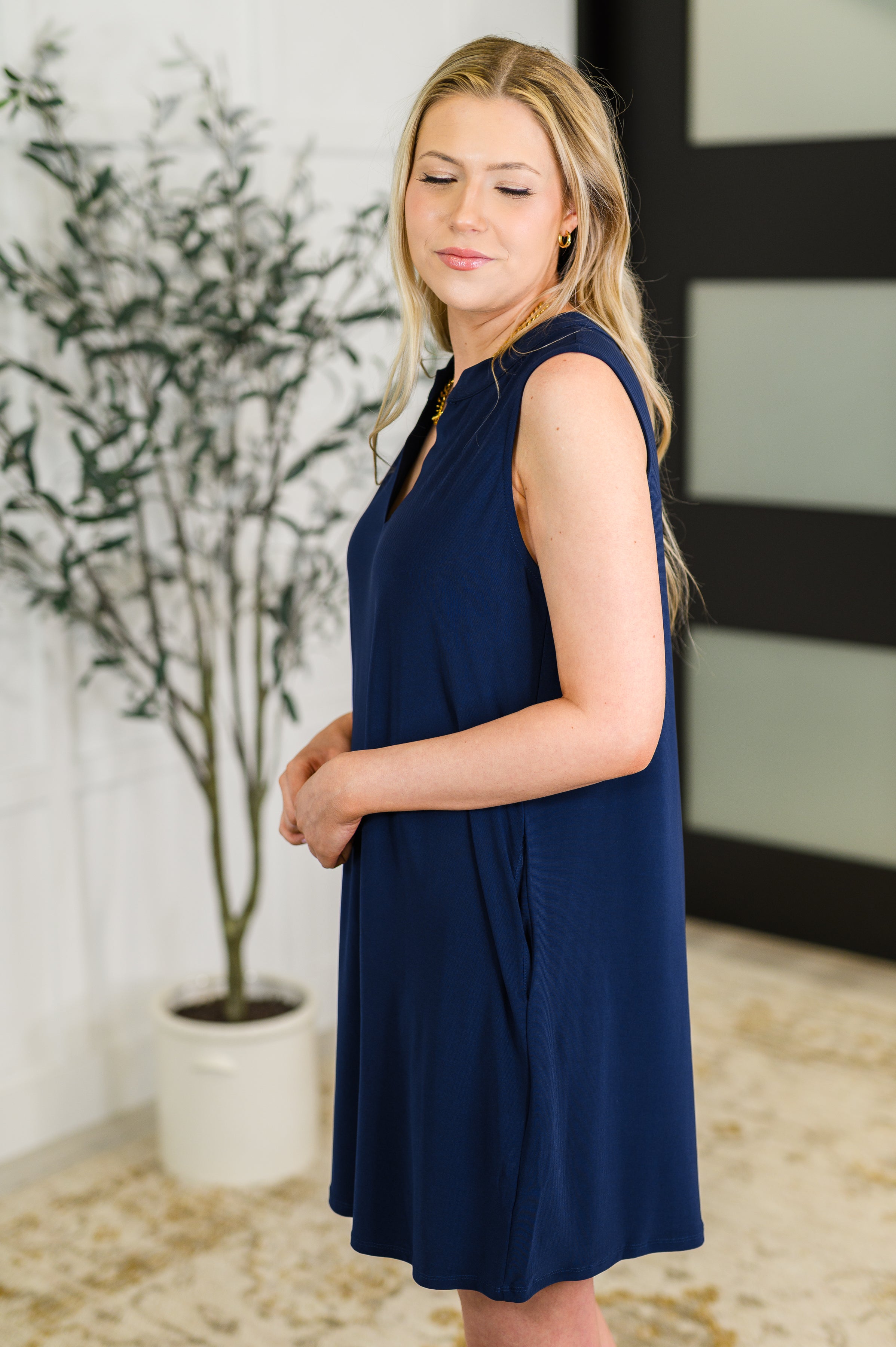 Dear Scarlett Lizzy Tank Dress in Navy Womens