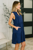 Dear Scarlett Lizzy Tiered Tank Dress in Navy Womens