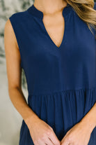 Dear Scarlett Lizzy Tiered Tank Dress in Navy Womens