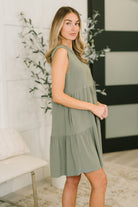 Dear Scarlett Lizzy Tiered Tank Dress in Pistachio Womens