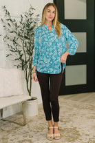 Dear Scarlett Lizzy Top in Aqua Paisley Womens