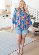 Dear Scarlett Lizzy Top in Blue and Pink Branches Shirts & Tops