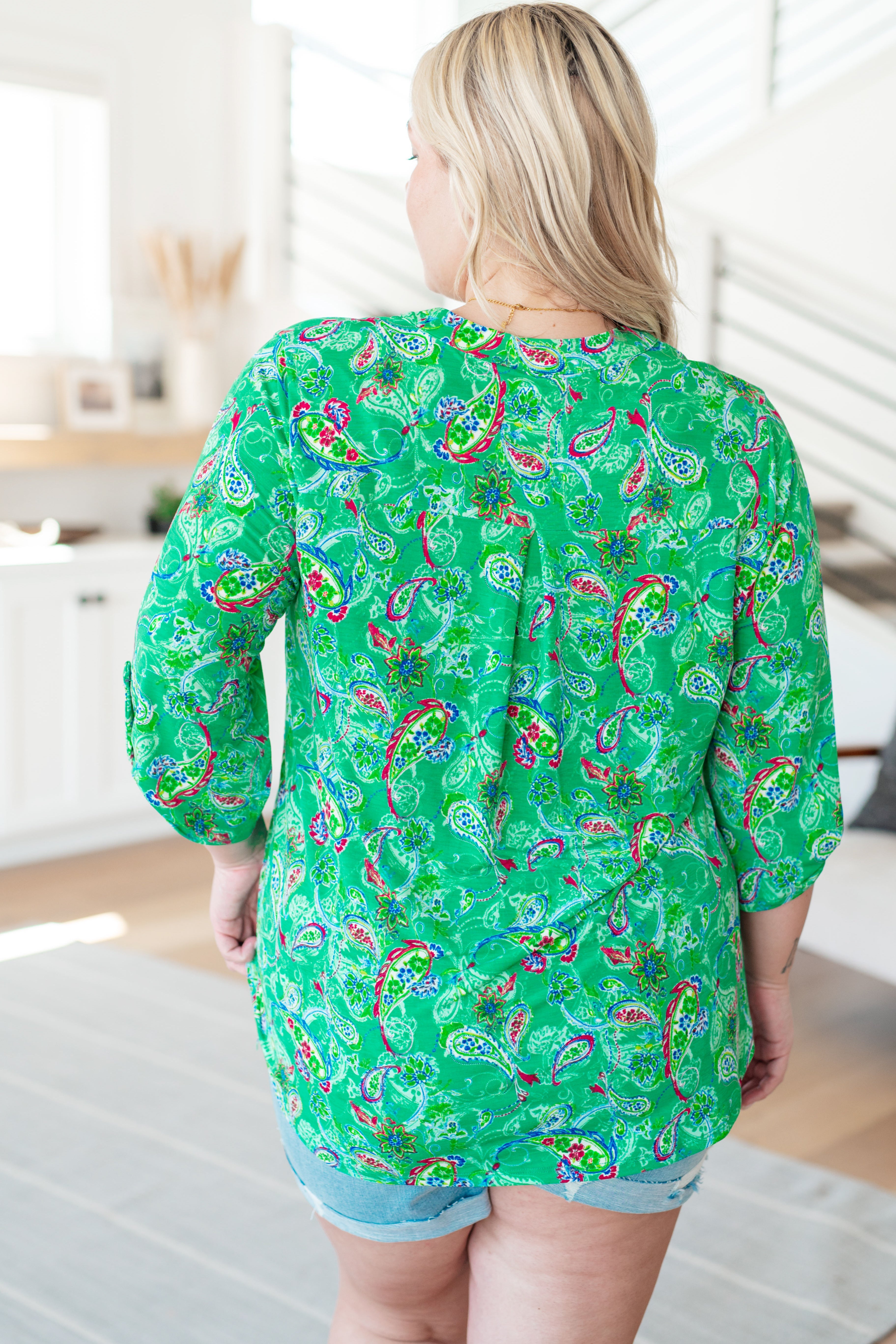 Dear Scarlett Lizzy Top in Emerald and Magenta Paisley Ave Shops