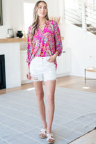 Dear Scarlett Lizzy Top in Magenta Floral Paisley Ave Shops