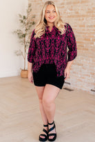 Dear Scarlett Lizzy Top in Navy and Hot Pink Damask Ave Shops