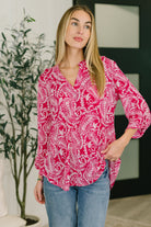 Dear Scarlett Lizzy Top in Pink Paisley Womens