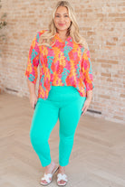 Dear Scarlett Lizzy Top in Pink and Teal Branches Ave Shops