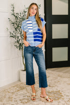 One Eleven North Lonely Traveler Striped Quarter Zip Vest in Blue Womens