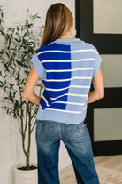One Eleven North Lonely Traveler Striped Quarter Zip Vest in Blue Womens