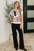 One Eleven North Lonely Traveler Striped Quarter Zip Vest in White Womens