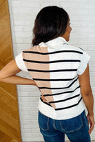 One Eleven North Lonely Traveler Striped Quarter Zip Vest in White Womens