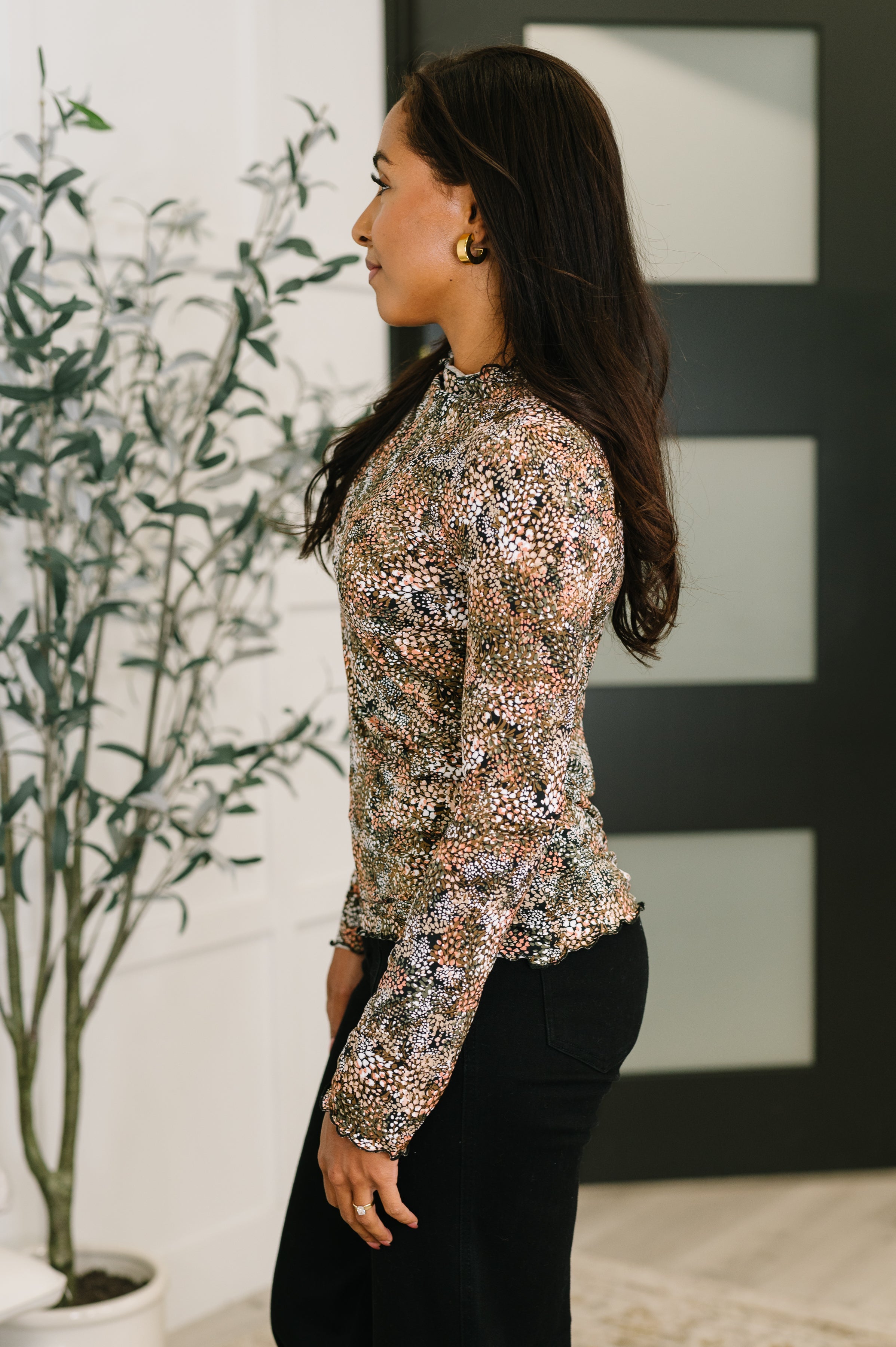 Haptics Loud and Proud Long Sleeve Lettuce Hem Top Womens