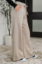 Zenana Lounge Line Wide Leg Sweats in Ash Mocha Womens
